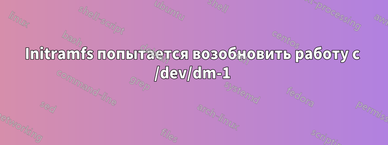 Initramfs попытается возобновить работу с /dev/dm-1