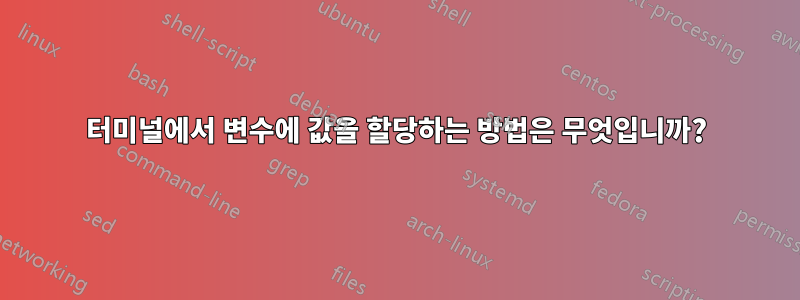 터미널에서 변수에 값을 할당하는 방법은 무엇입니까?