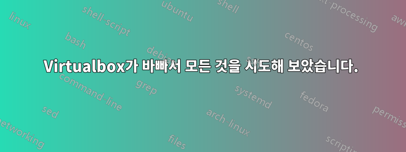 Virtualbox가 바빠서 모든 것을 시도해 보았습니다.