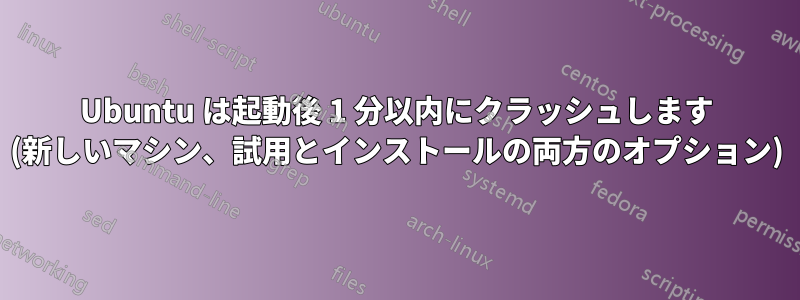 Ubuntu は起動後 1 分以内にクラッシュします (新しいマシン、試用とインストールの両方のオプション)