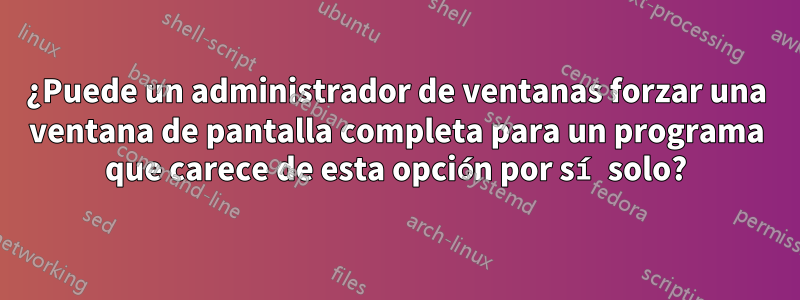 ¿Puede un administrador de ventanas forzar una ventana de pantalla completa para un programa que carece de esta opción por sí solo?