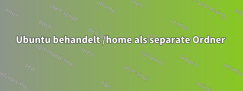 Ubuntu behandelt /home als separate Ordner