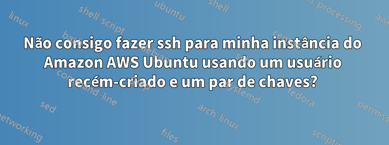 Não consigo fazer ssh para minha instância do Amazon AWS Ubuntu usando um usuário recém-criado e um par de chaves?