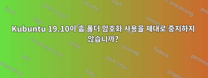 Kubuntu 19.10이 홈 폴더 암호화 사용을 제대로 중지하지 않습니까?