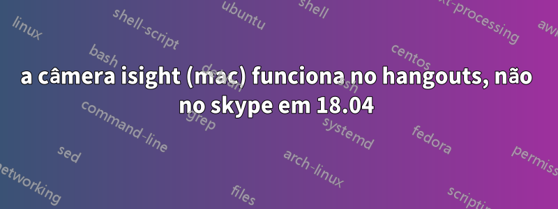 a câmera isight (mac) funciona no hangouts, não no skype em 18.04