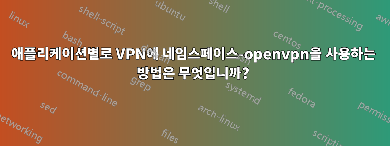 애플리케이션별로 VPN에 네임스페이스-openvpn을 사용하는 방법은 무엇입니까?