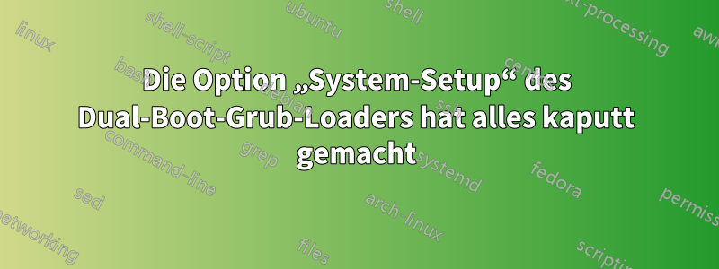 Die Option „System-Setup“ des Dual-Boot-Grub-Loaders hat alles kaputt gemacht