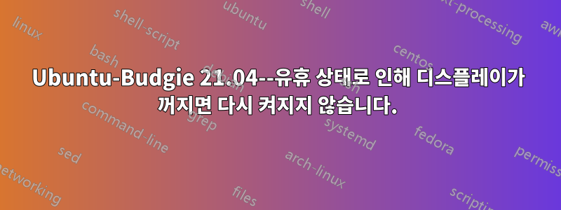 Ubuntu-Budgie 21.04--유휴 상태로 인해 디스플레이가 꺼지면 다시 켜지지 않습니다.