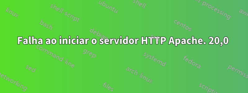 Falha ao iniciar o servidor HTTP Apache. 20,0
