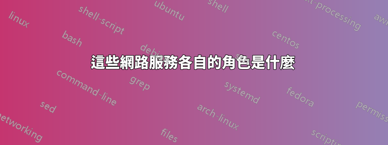 這些網路服務各自的角色是什麼