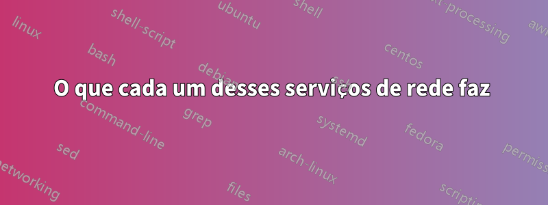 O que cada um desses serviços de rede faz