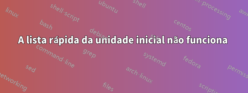 A lista rápida da unidade inicial não funciona