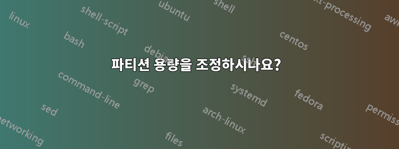 파티션 용량을 조정하시나요? 