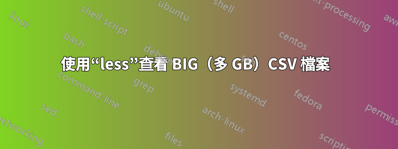 使用“less”查看 BIG（多 GB）CSV 檔案 