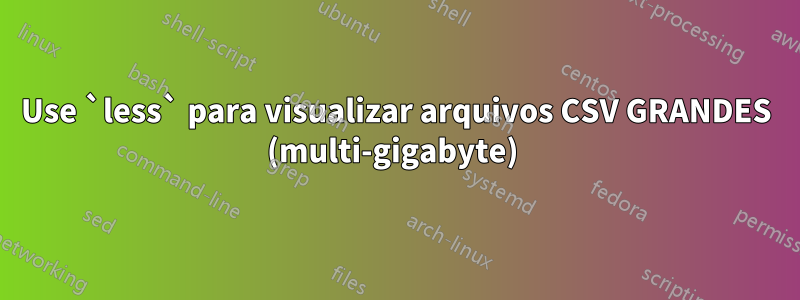 Use `less` para visualizar arquivos CSV GRANDES (multi-gigabyte) 