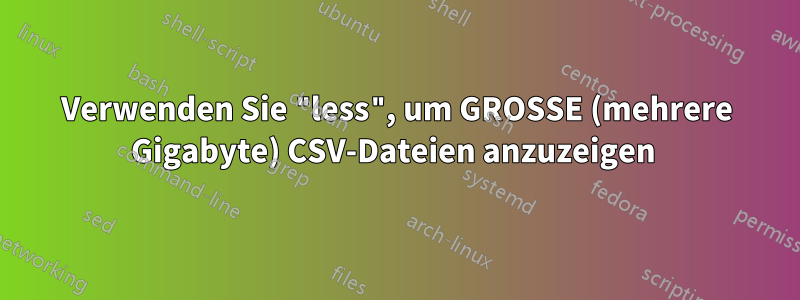 Verwenden Sie "less", um GROSSE (mehrere Gigabyte) CSV-Dateien anzuzeigen 