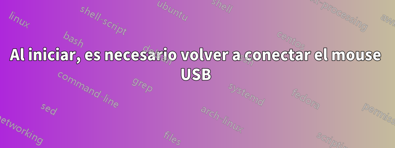 Al iniciar, es necesario volver a conectar el mouse USB