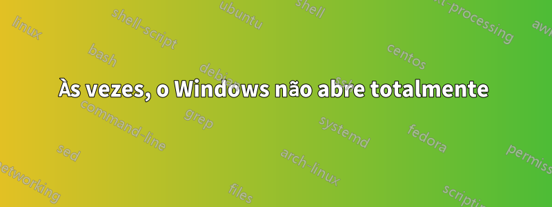 Às vezes, o Windows não abre totalmente