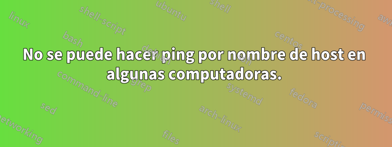No se puede hacer ping por nombre de host en algunas computadoras.