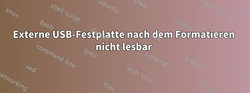 Externe USB-Festplatte nach dem Formatieren nicht lesbar
