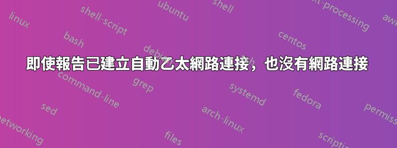 即使報告已建立自動乙太網路連接，也沒有網路連接