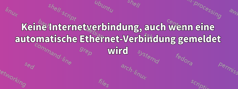 Keine Internetverbindung, auch wenn eine automatische Ethernet-Verbindung gemeldet wird