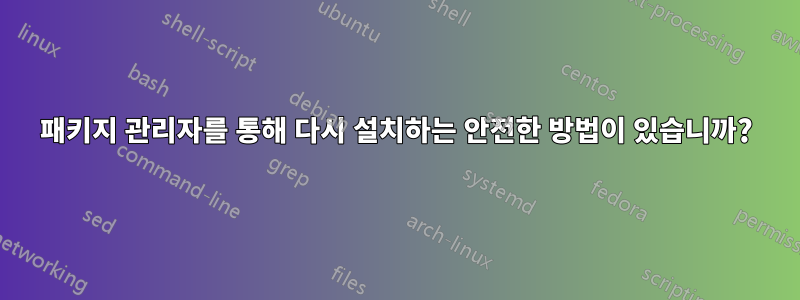 패키지 관리자를 통해 다시 설치하는 안전한 방법이 있습니까?