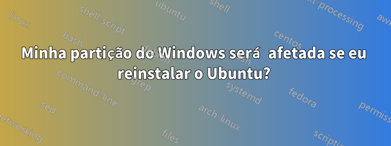 Minha partição do Windows será afetada se eu reinstalar o Ubuntu?