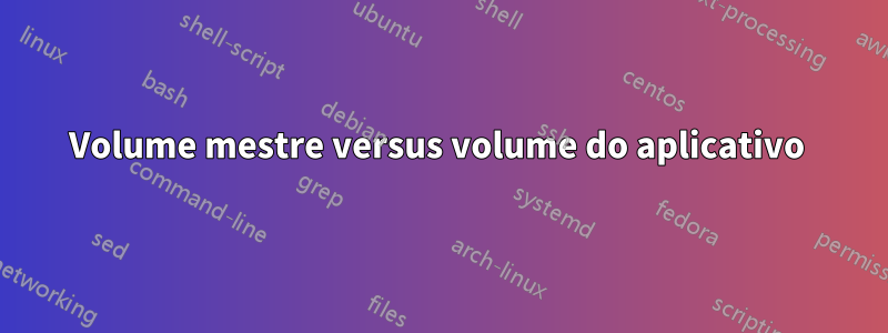 Volume mestre versus volume do aplicativo 