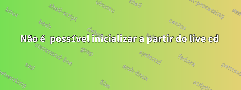 Não é possível inicializar a partir do live cd