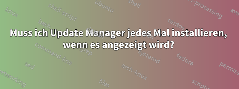 Muss ich Update Manager jedes Mal installieren, wenn es angezeigt wird?