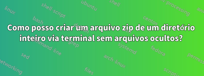 Como posso criar um arquivo zip de um diretório inteiro via terminal sem arquivos ocultos?