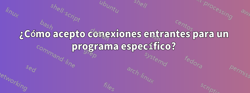 ¿Cómo acepto conexiones entrantes para un programa específico?