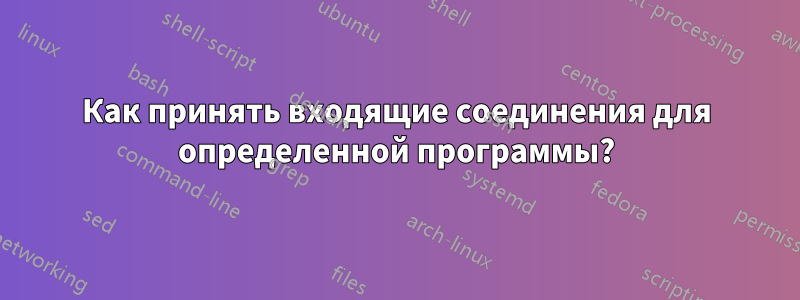 Как принять входящие соединения для определенной программы?