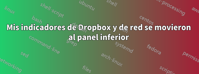 Mis indicadores de Dropbox y de red se movieron al panel inferior