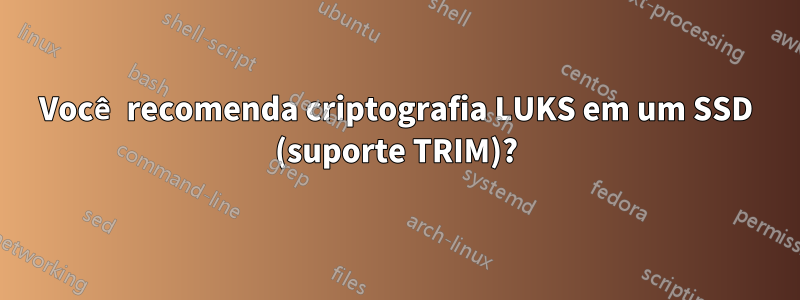 Você recomenda criptografia LUKS em um SSD (suporte TRIM)?