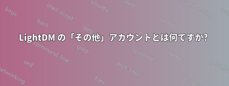 LightDM の「その他」アカウントとは何ですか?