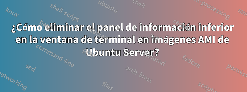 ¿Cómo eliminar el panel de información inferior en la ventana de terminal en imágenes AMI de Ubuntu Server?