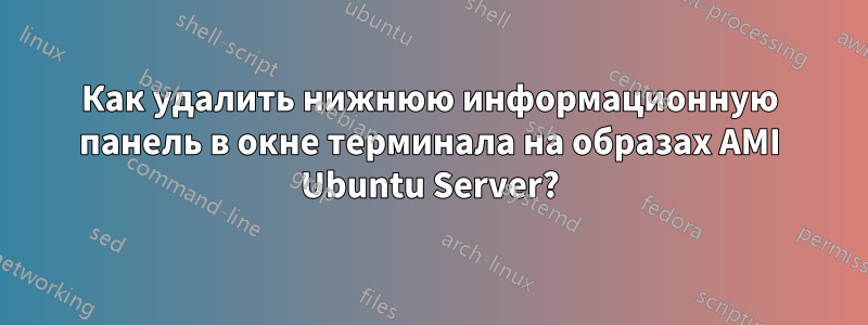 Как удалить нижнюю информационную панель в окне терминала на образах AMI Ubuntu Server?