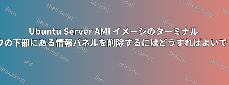 Ubuntu Server AMI イメージのターミナル ウィンドウの下部にある情報パネルを削除するにはどうすればよいでしょうか?