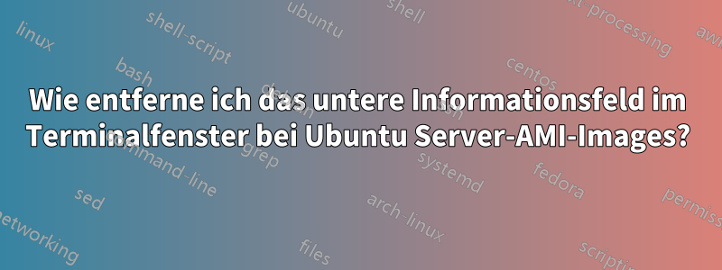 Wie entferne ich das untere Informationsfeld im Terminalfenster bei Ubuntu Server-AMI-Images?