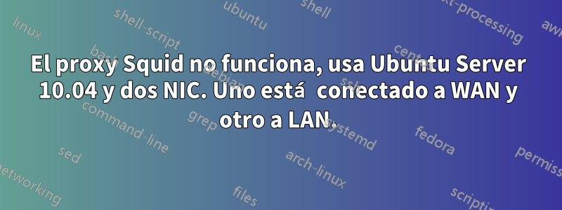 El proxy Squid no funciona, usa Ubuntu Server 10.04 y dos NIC. Uno está conectado a WAN y otro a LAN.