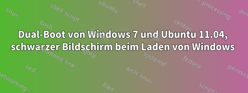 Dual-Boot von Windows 7 und Ubuntu 11.04, schwarzer Bildschirm beim Laden von Windows