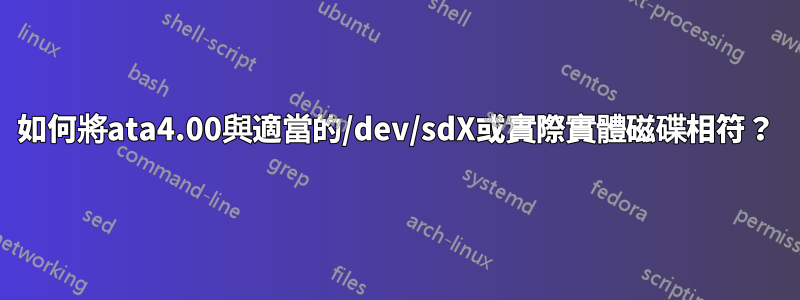 如何將ata4.00與適當的/dev/sdX或實際實體磁碟相符？