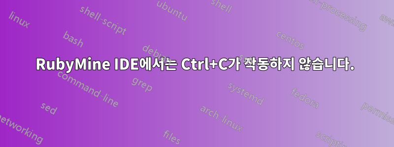 RubyMine IDE에서는 Ctrl+C가 작동하지 않습니다.