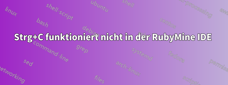 Strg+C funktioniert nicht in der RubyMine IDE