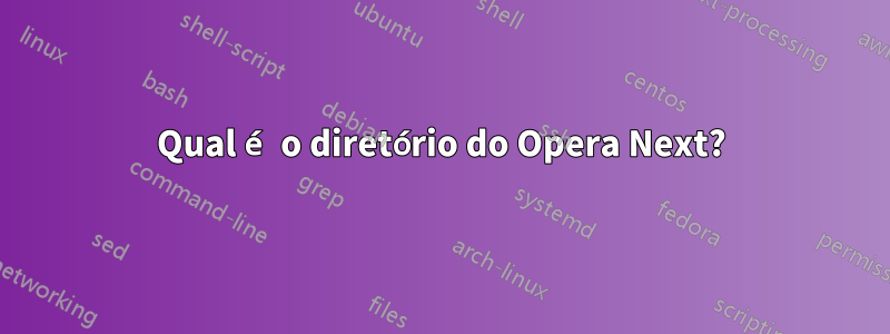 Qual é o diretório do Opera Next?