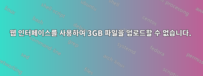 웹 인터페이스를 사용하여 3GB 파일을 업로드할 수 없습니다.