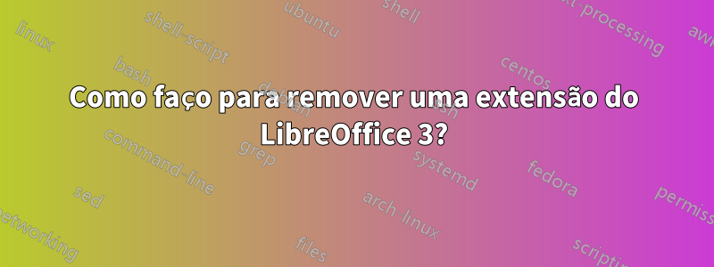 Como faço para remover uma extensão do LibreOffice 3?