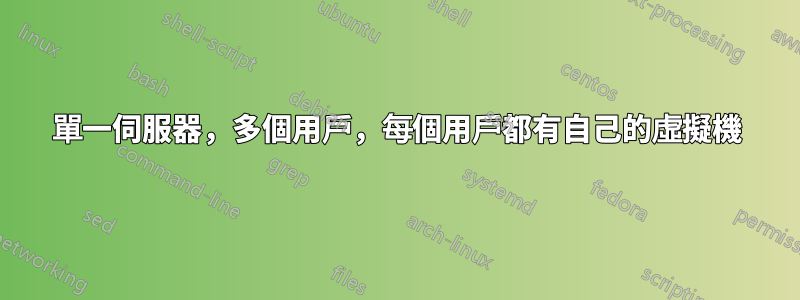 單一伺服器，多個用戶，每個用戶都有自己的虛擬機